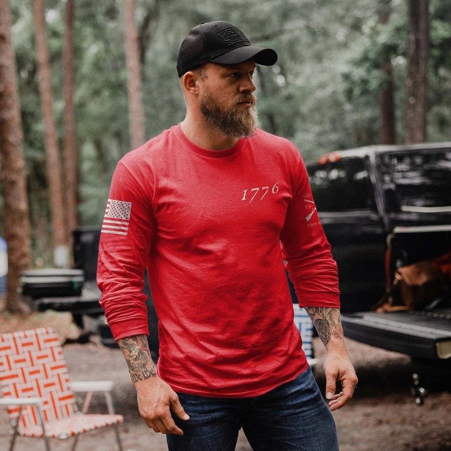 1776 Flag Long Sleeve - Red - Image 3