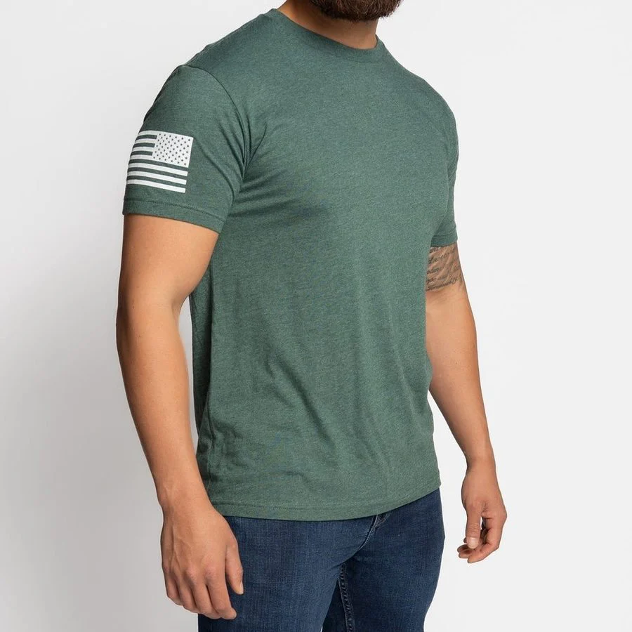 Basic T-Shirt - Heather Forest Green - Image 3