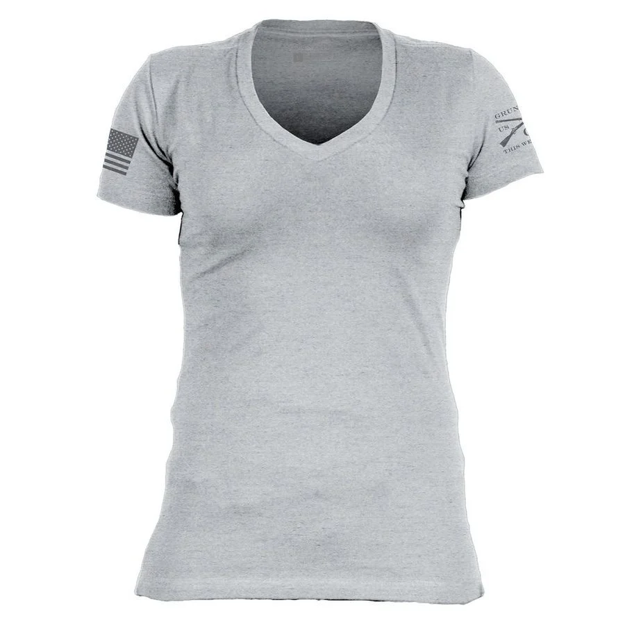 Basic T-Shirt Women's V-Neck - Dark Heather Gray