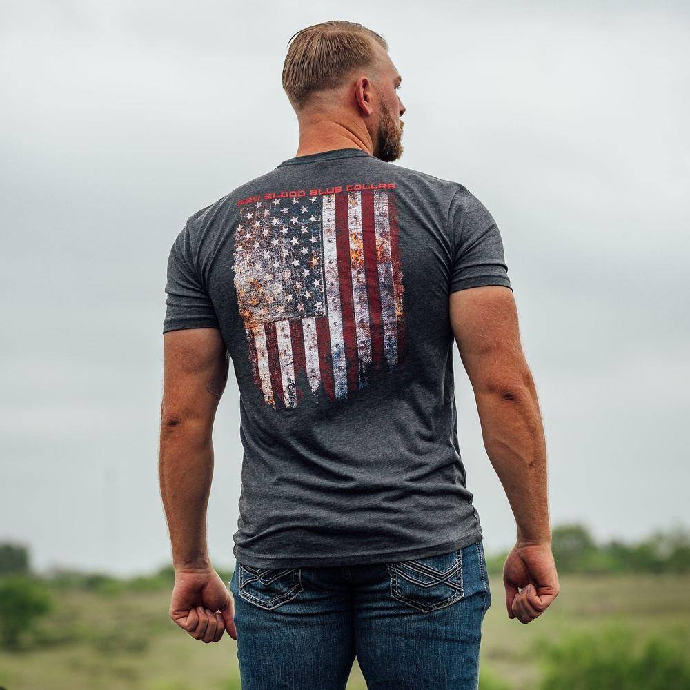 Red Blood Blue Collar® T-Shirt - Charcoal - Image 2