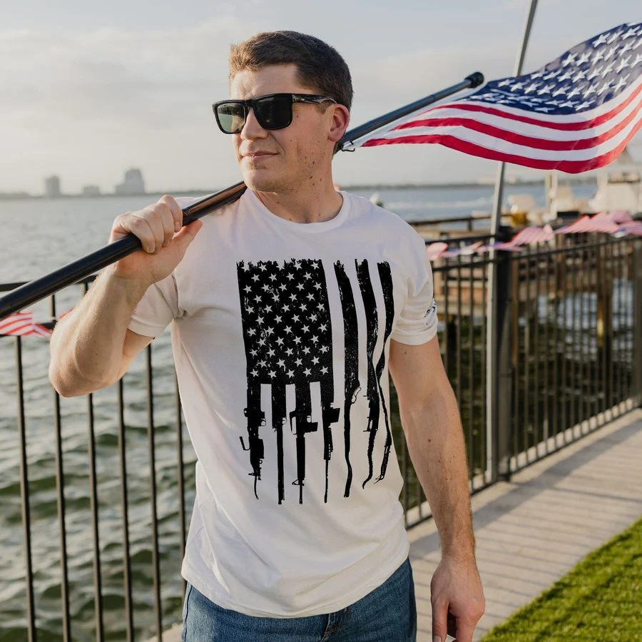 Rifle Flag T-Shirt - White - Image 2