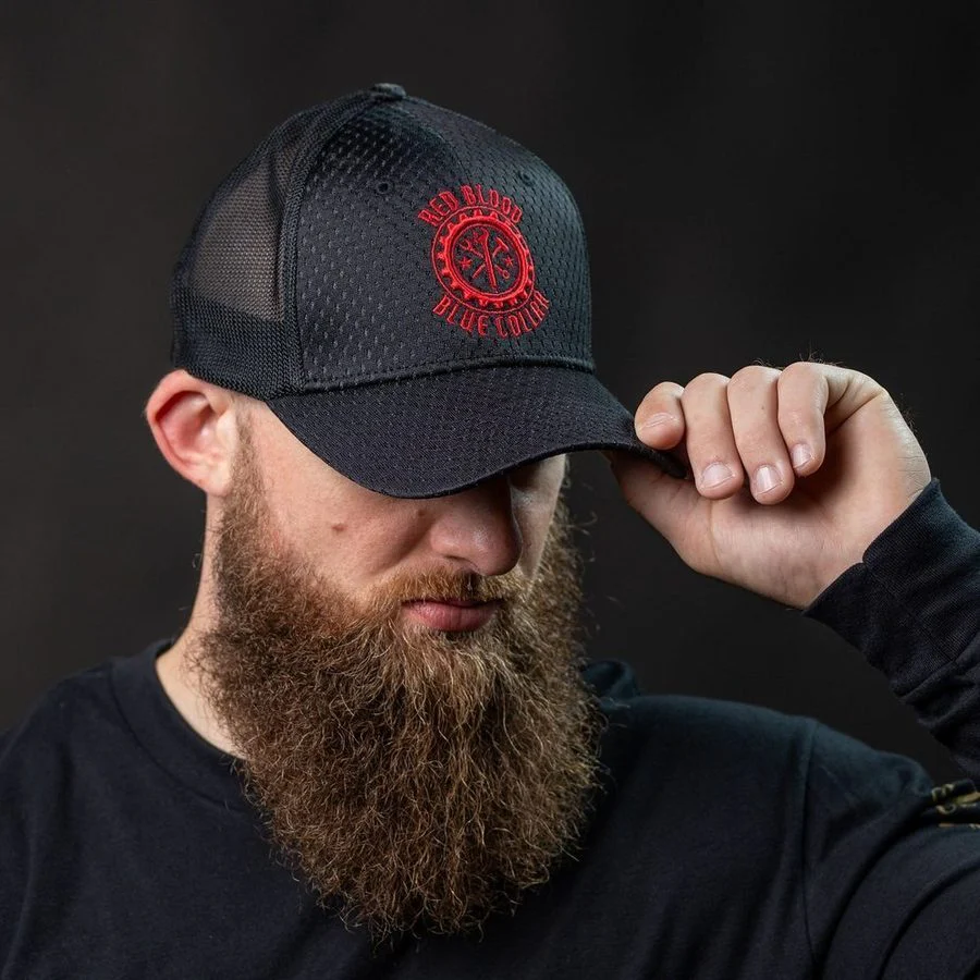 Red Blood Blue Collar® Stretch Fit Hat - Black - Image 8