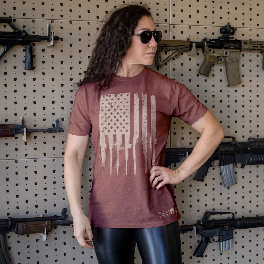 Women's Rifle Flag Boyfriend Fit T-Shirt - Red Plum - Image 2