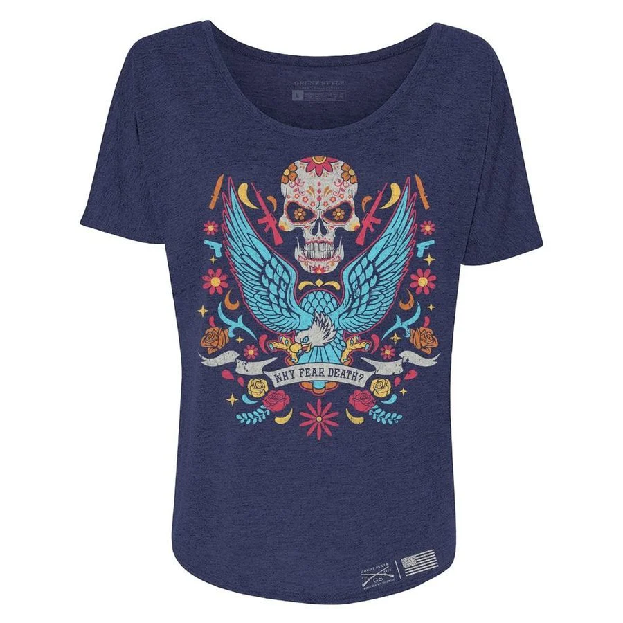 Women's Why Fear Death Slouchy Fit T-Shirt - Future Dusk